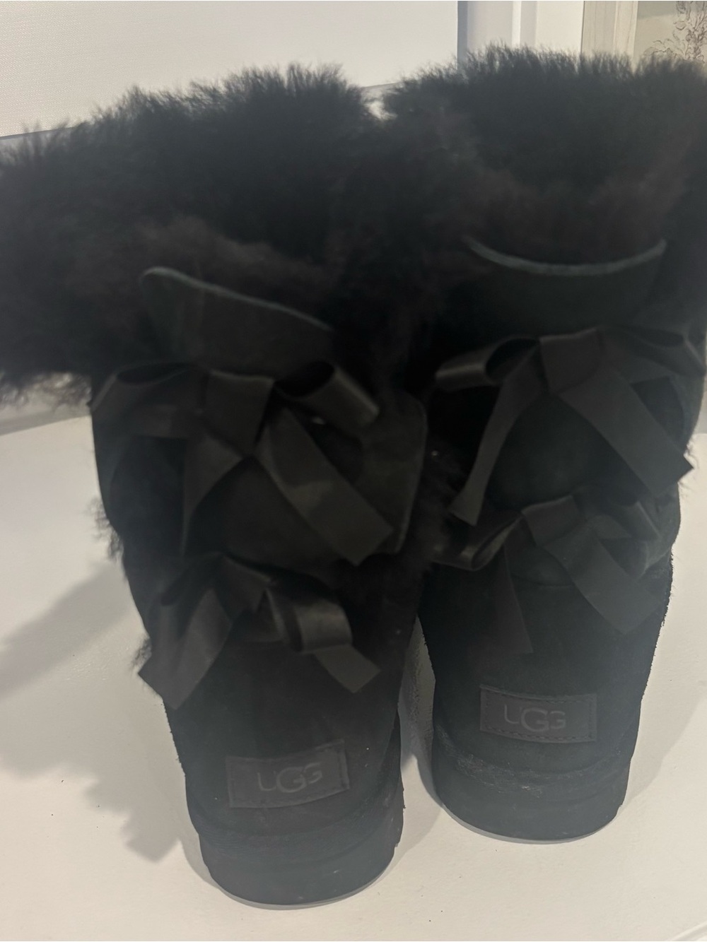 UGG Black Bailey Bow Shearling Boots
